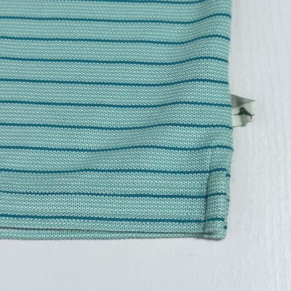 Tommy Bahama Polo Shirt Mens Sz XXL Emfielder Bay Stripe Lagoon Water Logo Golf - Picture 4 of 7